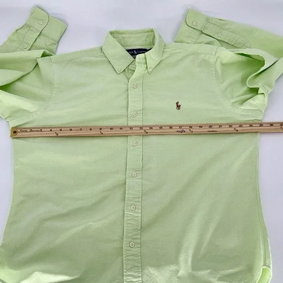 Ralph Lauren Mens Large Classic Fit Oxford Shirt Lime Green Long Sleeve - Picture 6 of 9